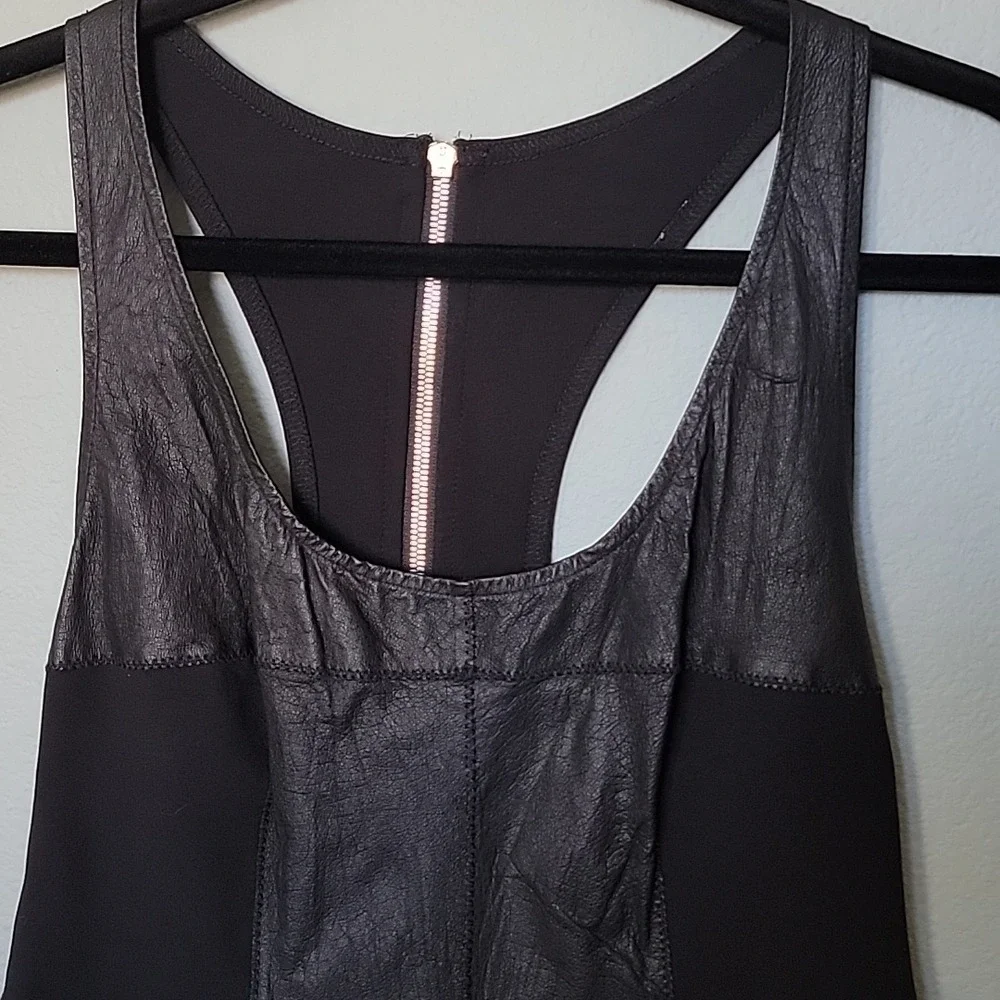 Illia NWT Biker Whimsigoth Mobwife Edgy Matrix Black Leather Inset Tank Top 8 - Picture 3 of 8